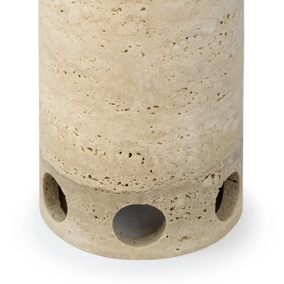 Cylindrical Vase/Candle Holder in Satin Marble Made in Italy - Shoyo Viadurini