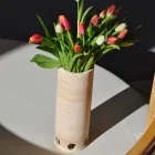 Cylindrical Vase/Candle Holder in Satin Marble Made in Italy - Shoyo Viadurini