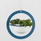 Hanging Flower Vase in Steel and Ceramic Made in Italy - Leotta Viadurini