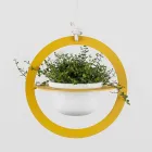 Hanging Flower Vase in Steel and Ceramic Made in Italy - Leotta Viadurini