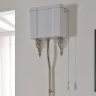 White Ceramic Floor Vase with Black Seat Made in Italy - Nausica Viadurini