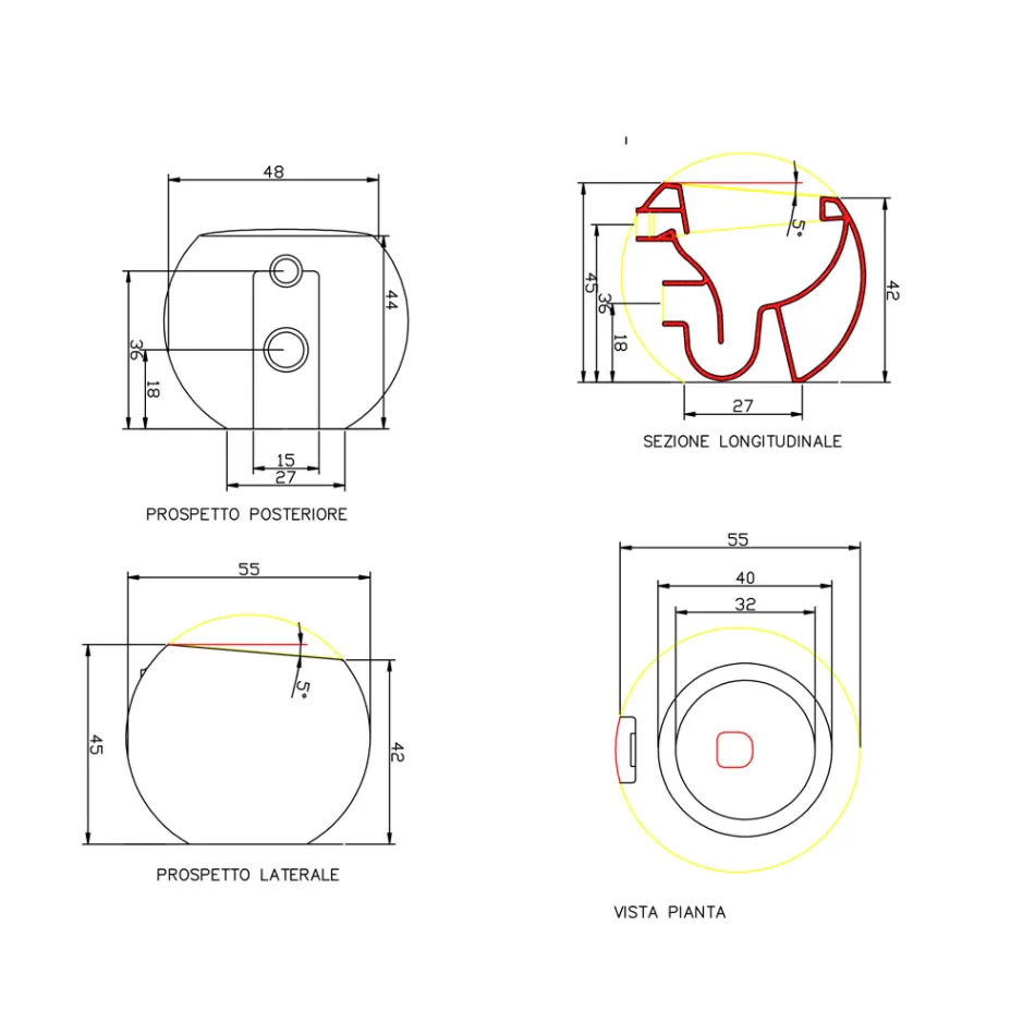 Design spherical toilet vase in ceramic Made in Italy, Fanna Viadurini