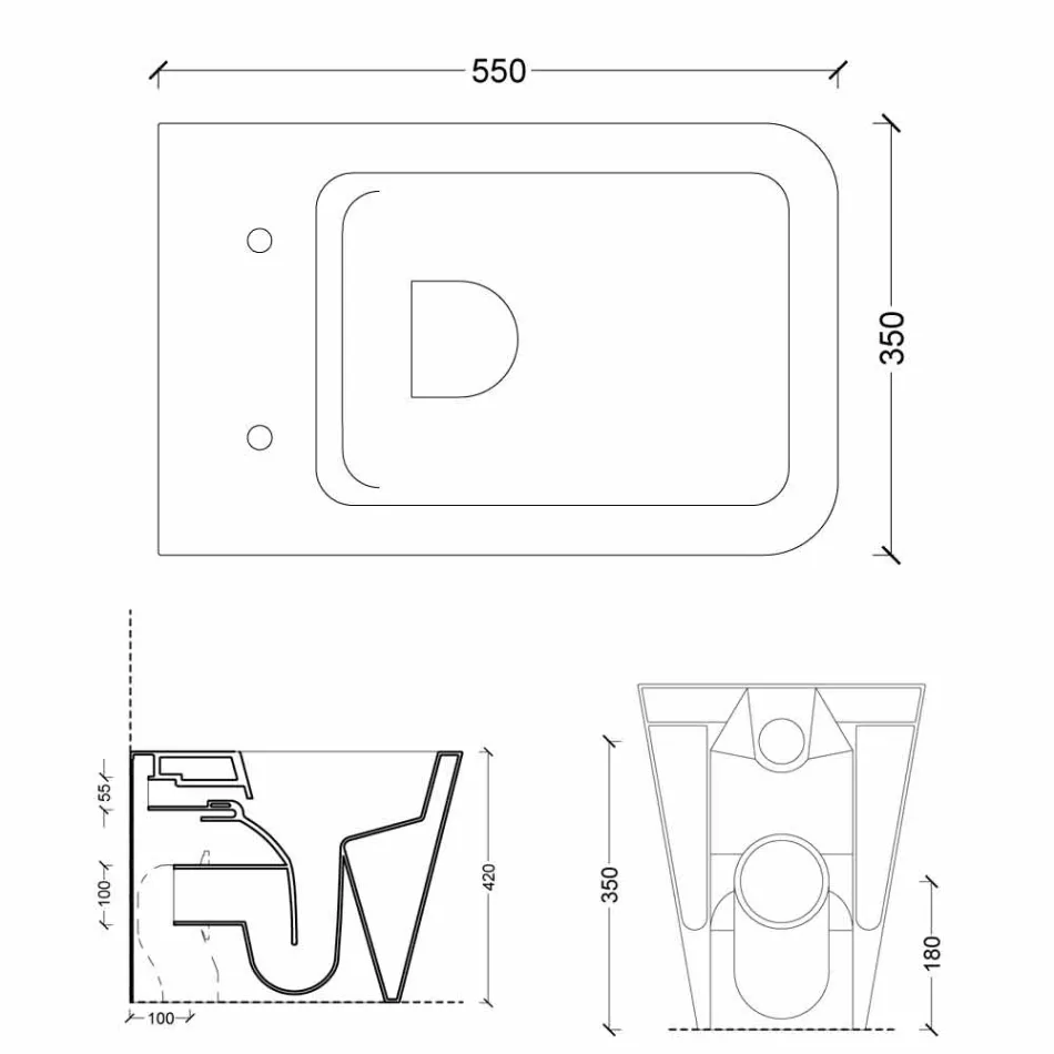 Modern design white ceramic WC Sun Square, made in Italy Viadurini