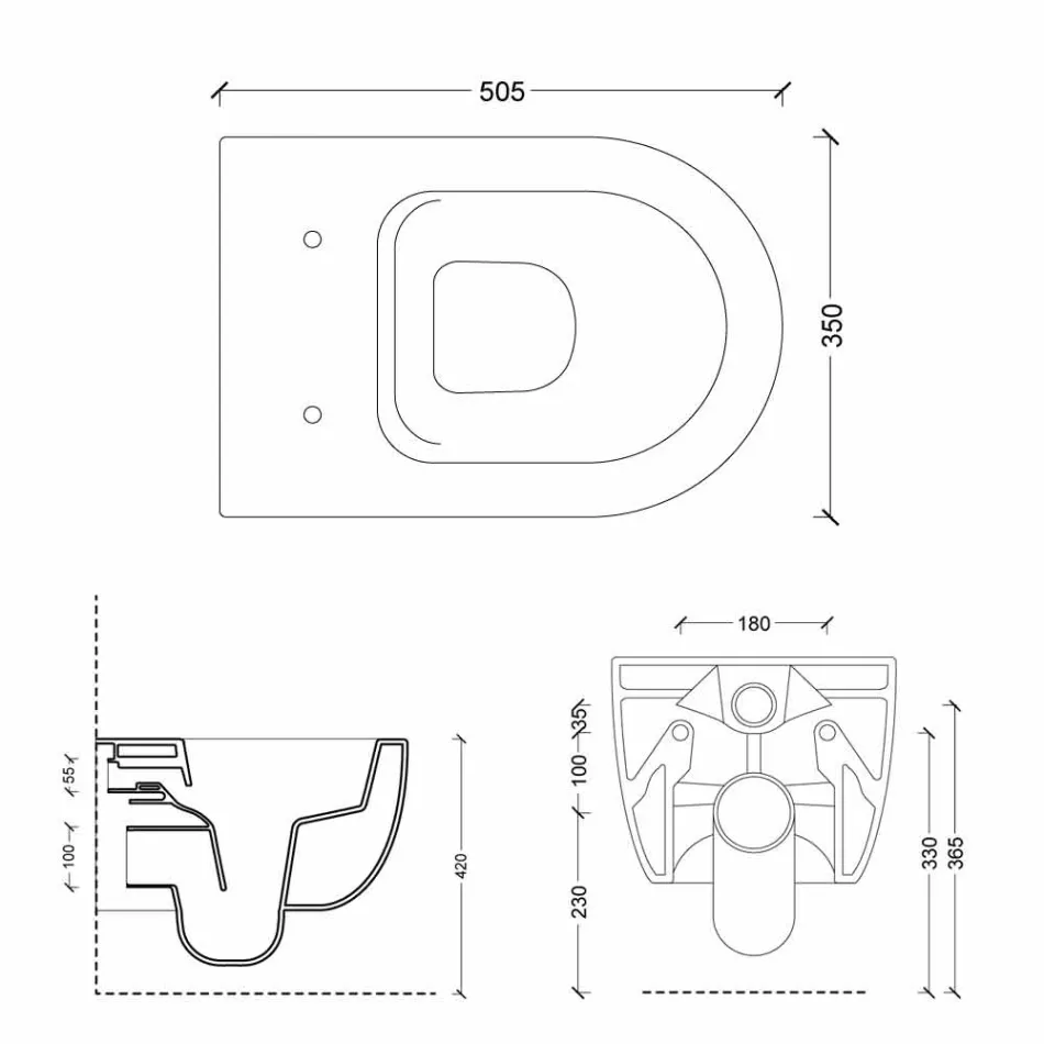 Modern design ceramic wall hung toilet Star 50x35 made in Italy Viadurini