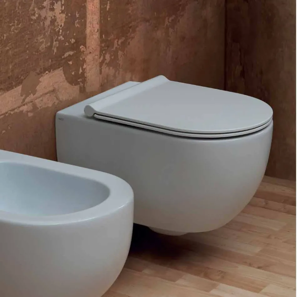 Modern design ceramic wall hung toilet Star 55x35 made in Italy Viadurini