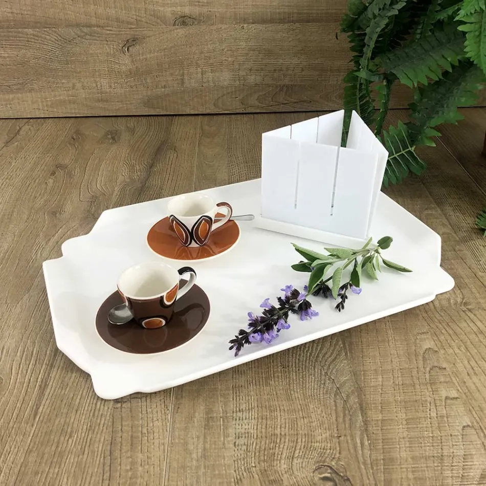 Rectangular Kitchen Tray in White Corian Quality Made in Italy - Ivanova Viadurini