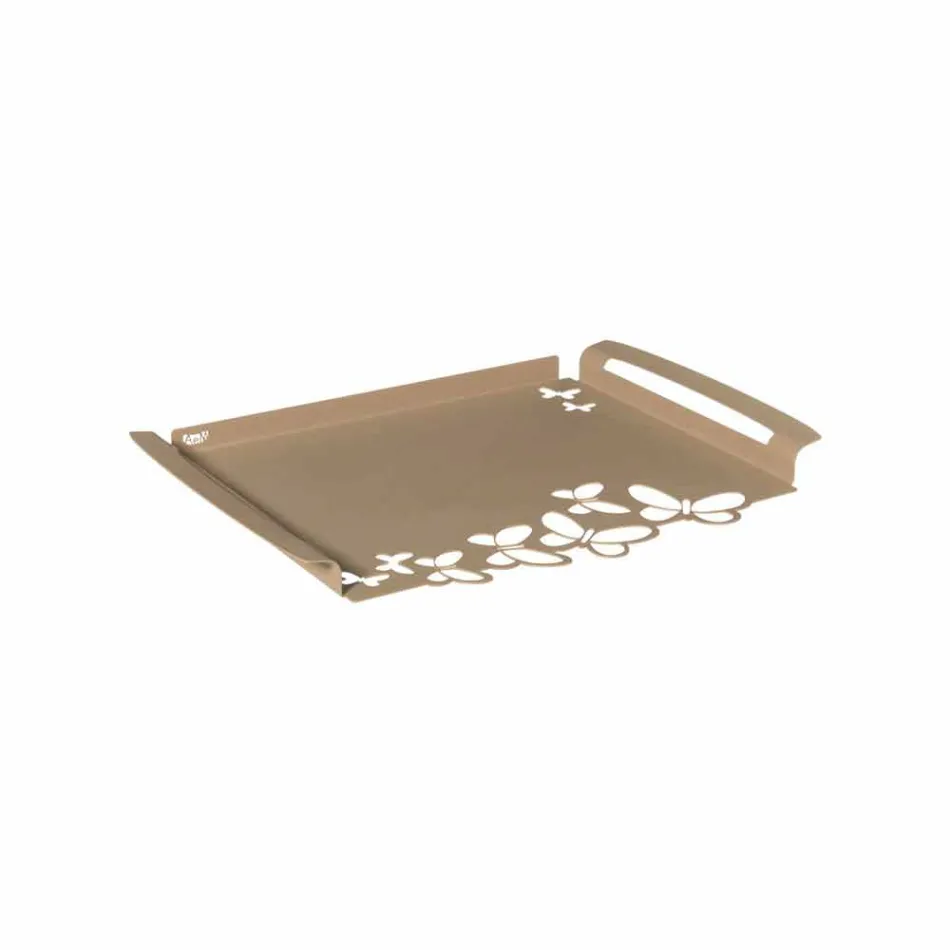 White, Beige or Ivory Iron Design Serving Tray Made in Italy - Leiden Viadurini