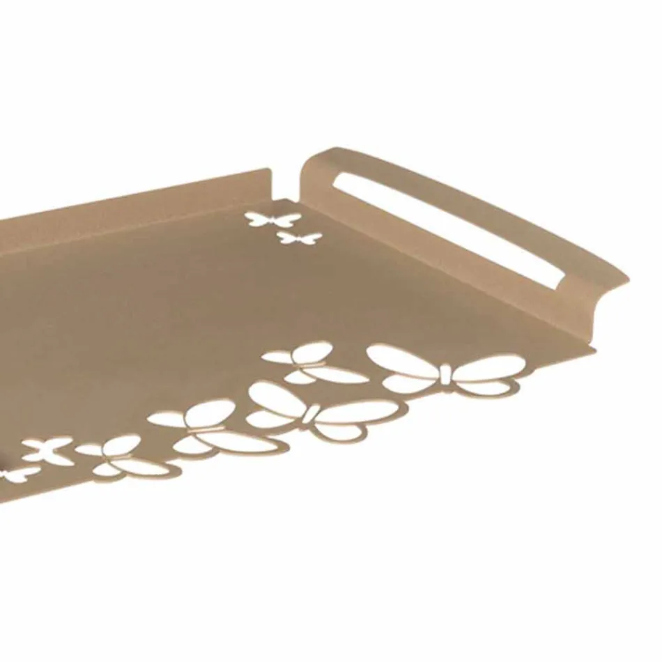 White, Beige or Ivory Iron Design Serving Tray Made in Italy - Leiden Viadurini