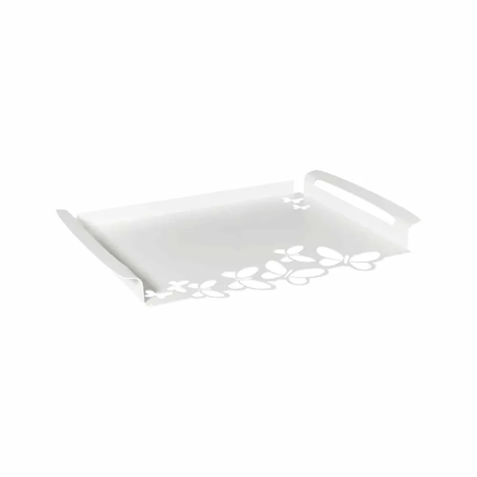 White, Beige or Ivory Iron Design Serving Tray Made in Italy - Leiden Viadurini