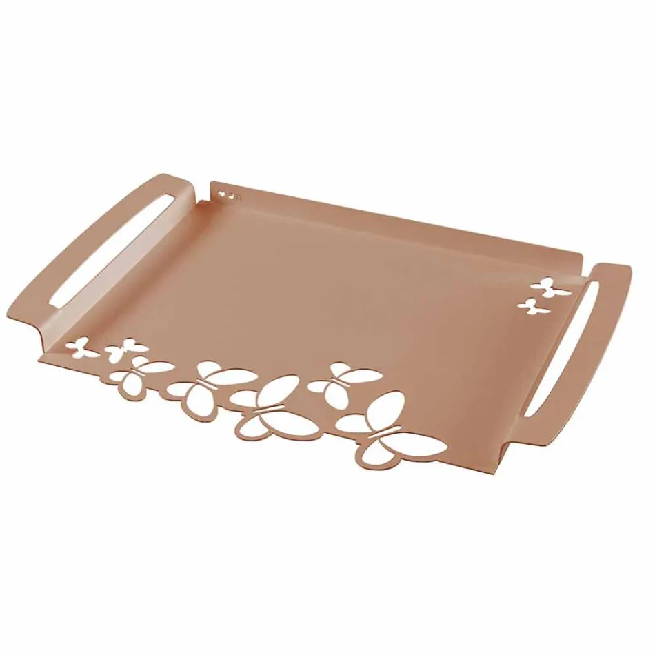 White, Beige or Ivory Iron Design Serving Tray Made in Italy - Leiden Viadurini