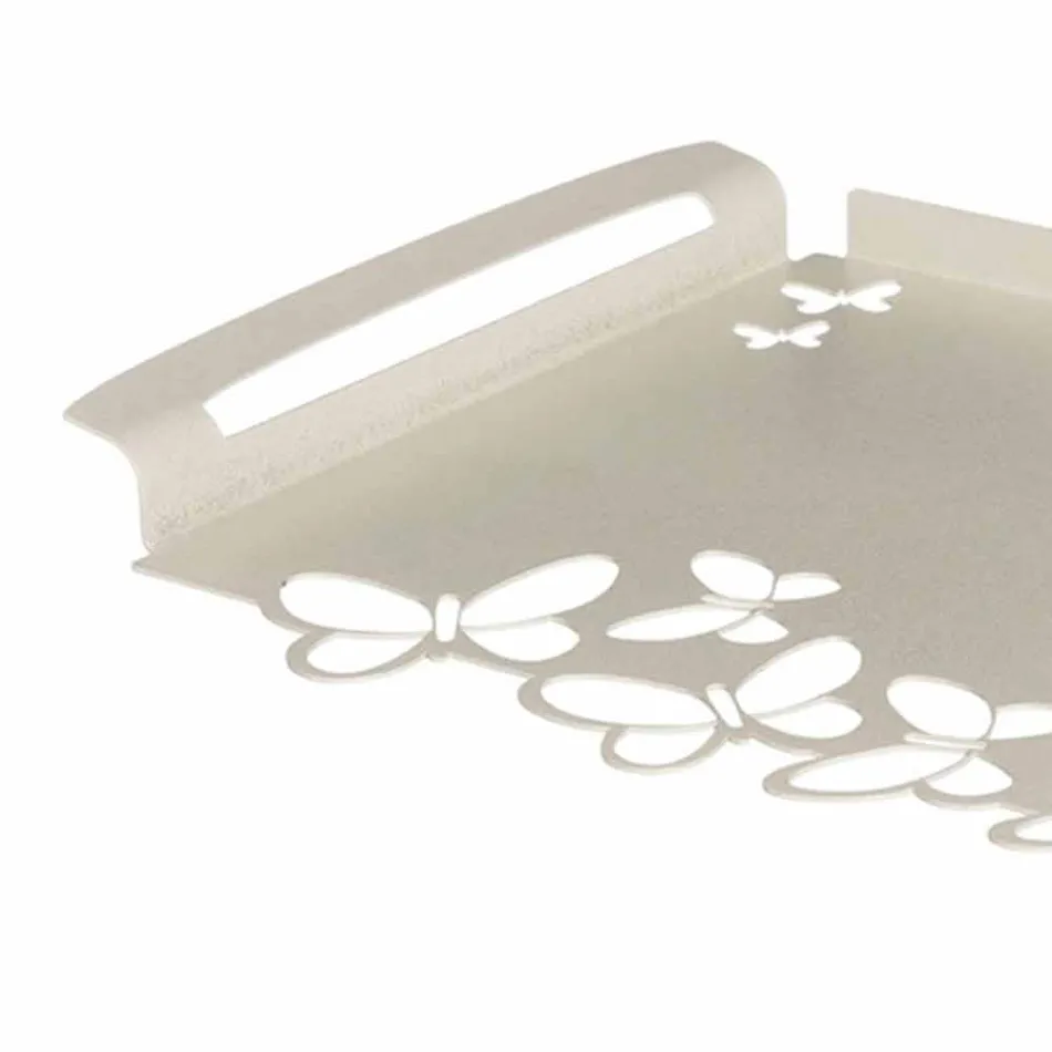 White, Beige or Ivory Iron Design Serving Tray Made in Italy - Leiden Viadurini