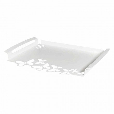 White, Beige or Ivory Iron Design Serving Tray Made in Italy - Leiden Viadurini