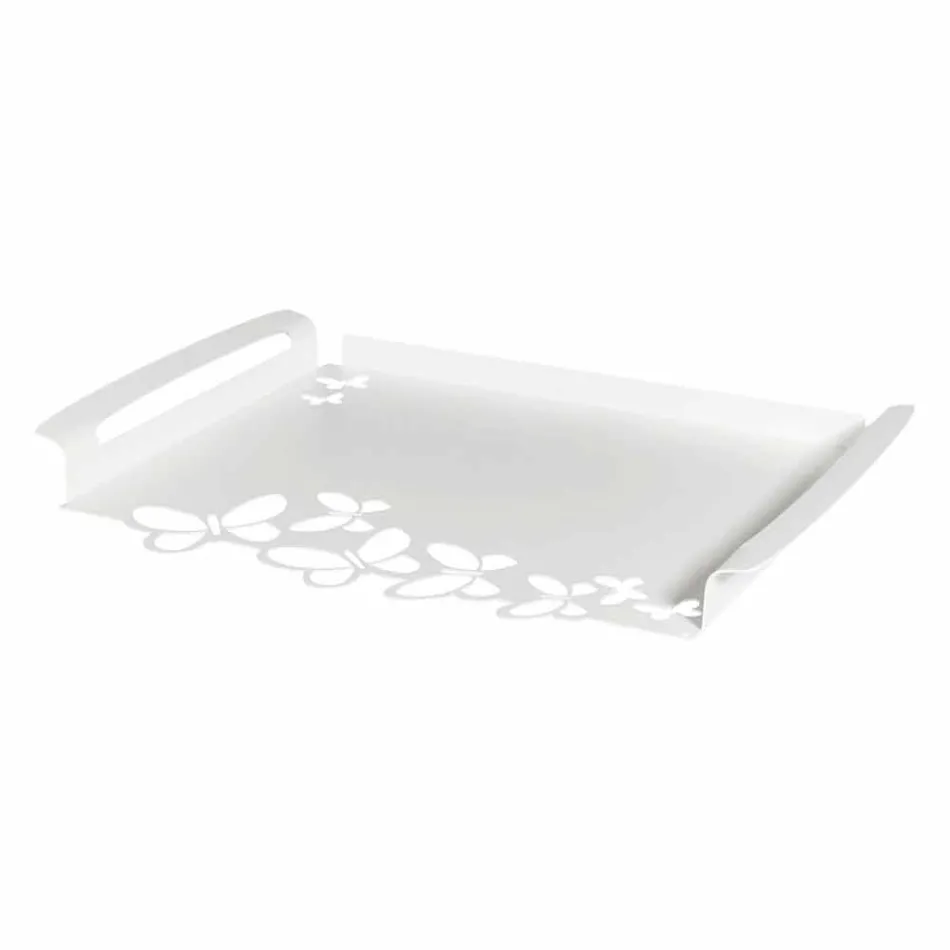 White, Beige or Ivory Iron Design Serving Tray Made in Italy - Leiden Viadurini
