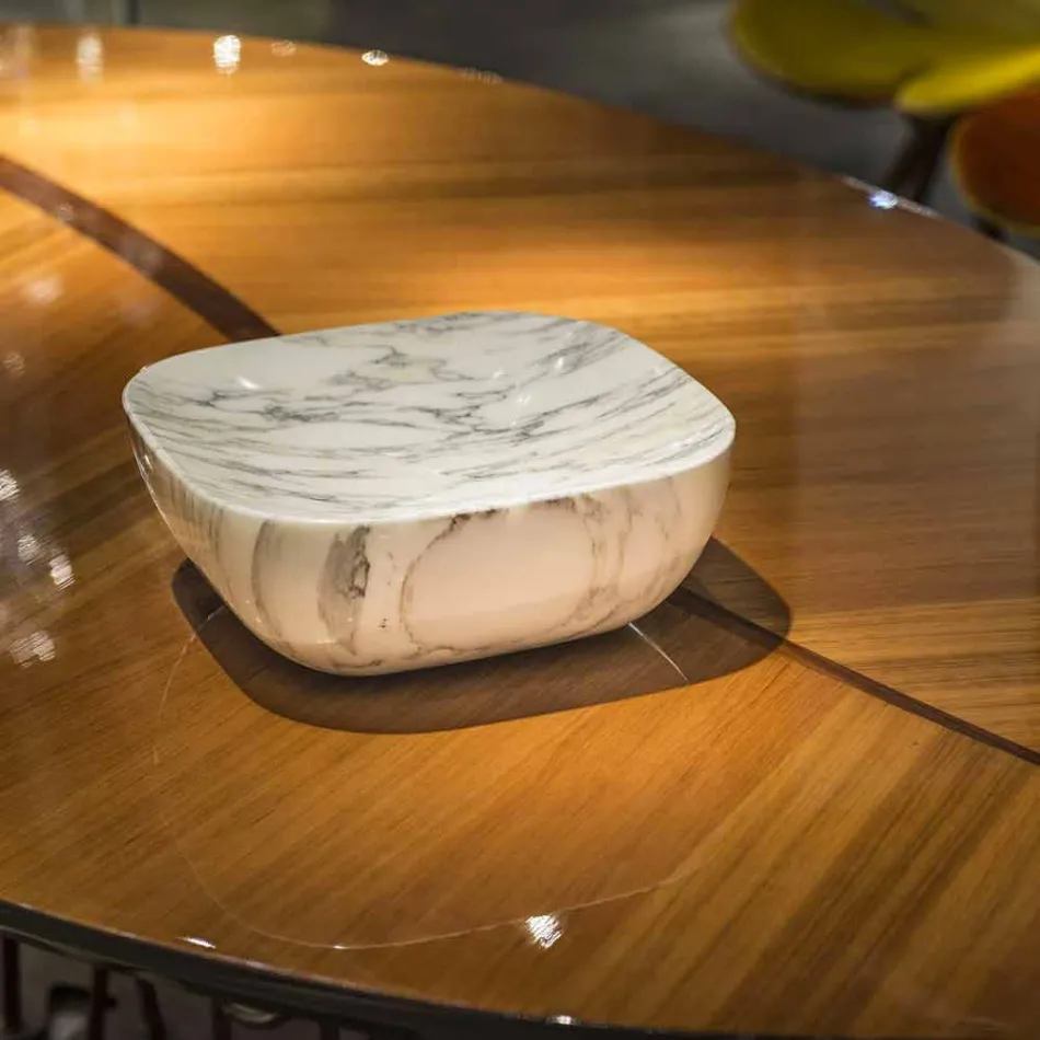 Design Tray in Arabescato White Carrara Marble Made in Italy - Rock Viadurini