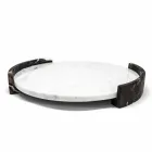 Modern Round Tray in White Carrara Marble Made in Italy - Chet Viadurini