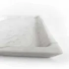 Rectangular Tray in Polished White Carrara Marble Made in Italy - Alga Viadurini