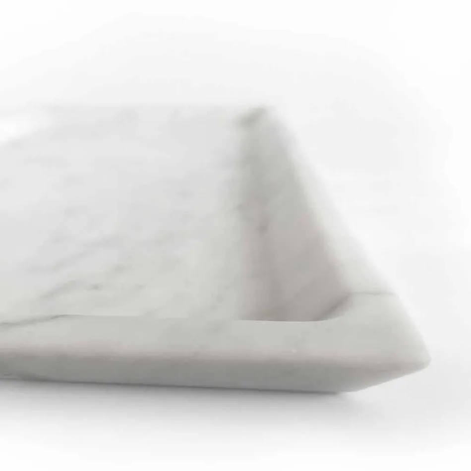 Rectangular Tray in Polished White Carrara Marble Made in Italy - Alga Viadurini