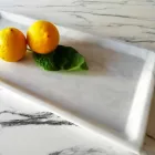 Rectangular Tray in Polished White Carrara Marble Made in Italy - Alga Viadurini