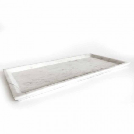 Rectangular Tray in Polished White Carrara Marble Made in Italy - Alga Viadurini