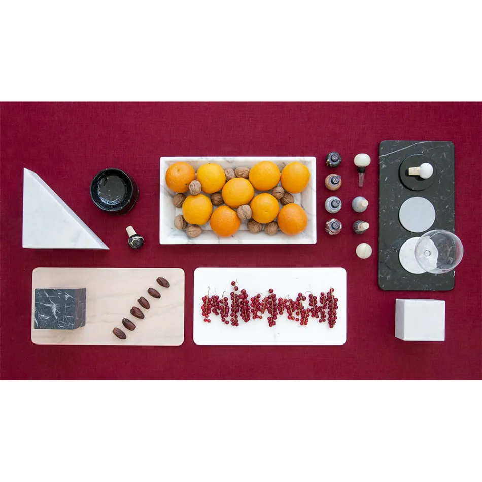 Rectangular Tray in White Carrara Marble Made in Italy - Vassili Viadurini