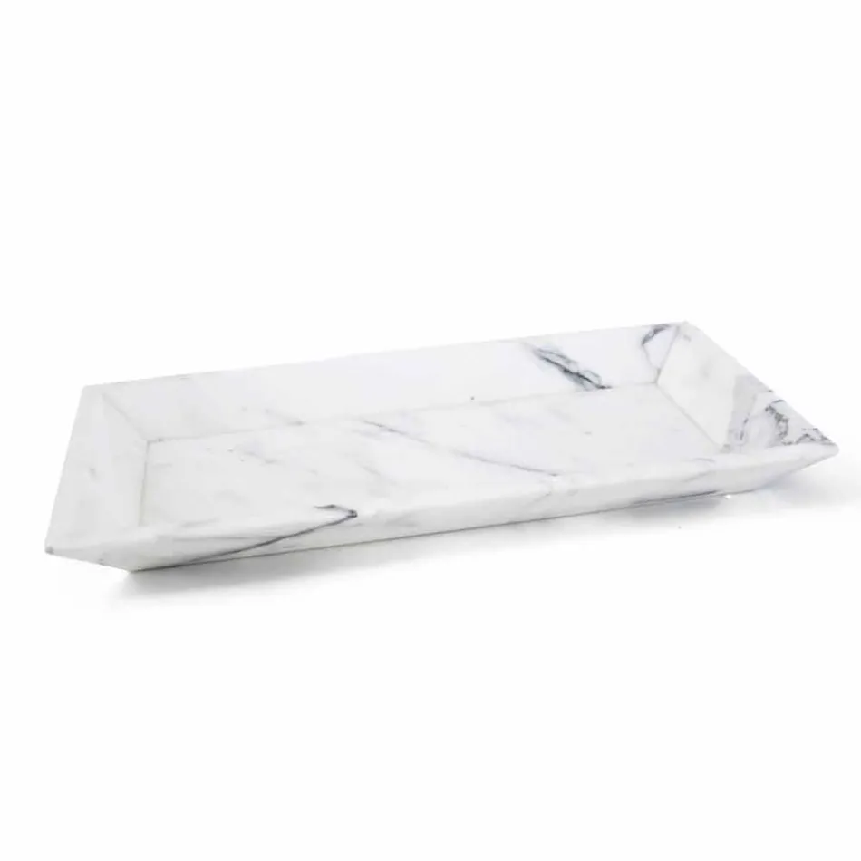 Rectangular Tray in White Carrara Marble Made in Italy - Vassili Viadurini