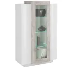 Showcase 3 Doors Lounge White and Anthracite Wood, Cement or Maple - Therese Viadurini