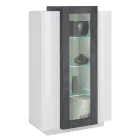 Showcase 3 Doors Lounge White and Anthracite Wood, Cement or Maple - Therese Viadurini