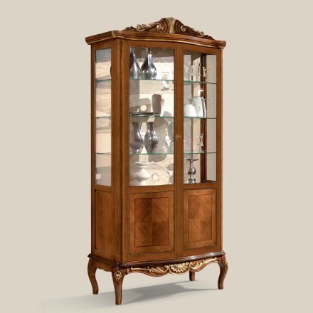 Classic Showcase in Bassano Walnut Wood Two Doors Made in Italy - Chantilly Viadurini
