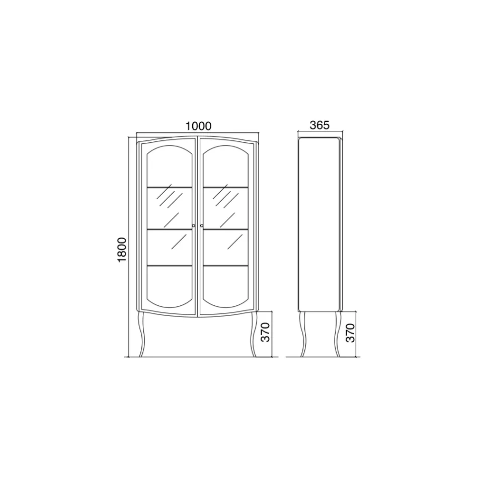 Showcase Complete with Two Doors and Three Glass Shelves Made in Italy - Sweets Viadurini