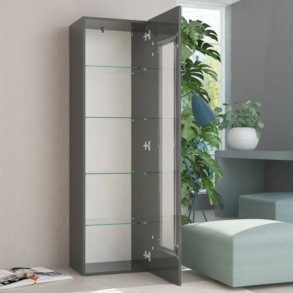 Design Lounge Display Cabinet in White, Anthracite or Concrete Wood - Suzana Viadurini