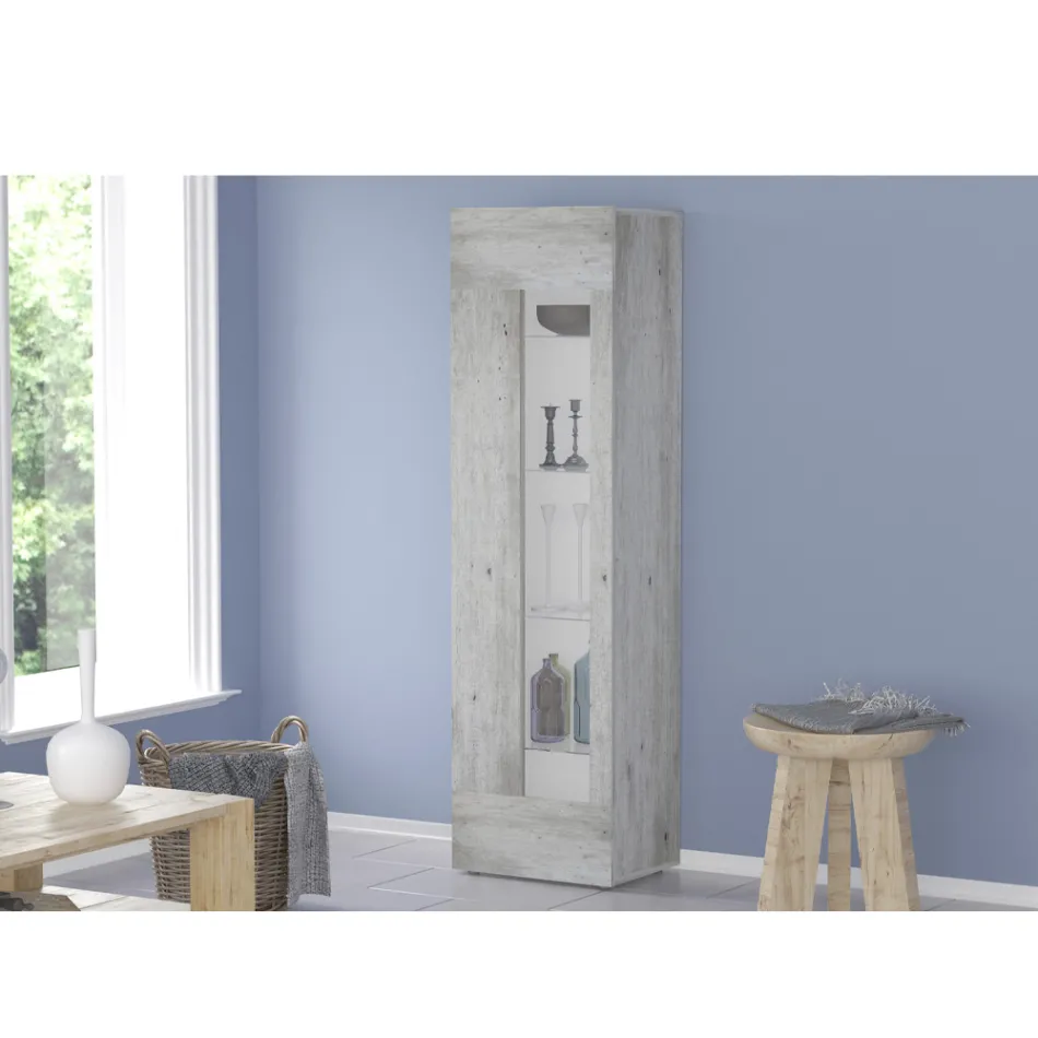 Design Lounge Display Cabinet in White, Anthracite or Concrete Wood - Suzana Viadurini