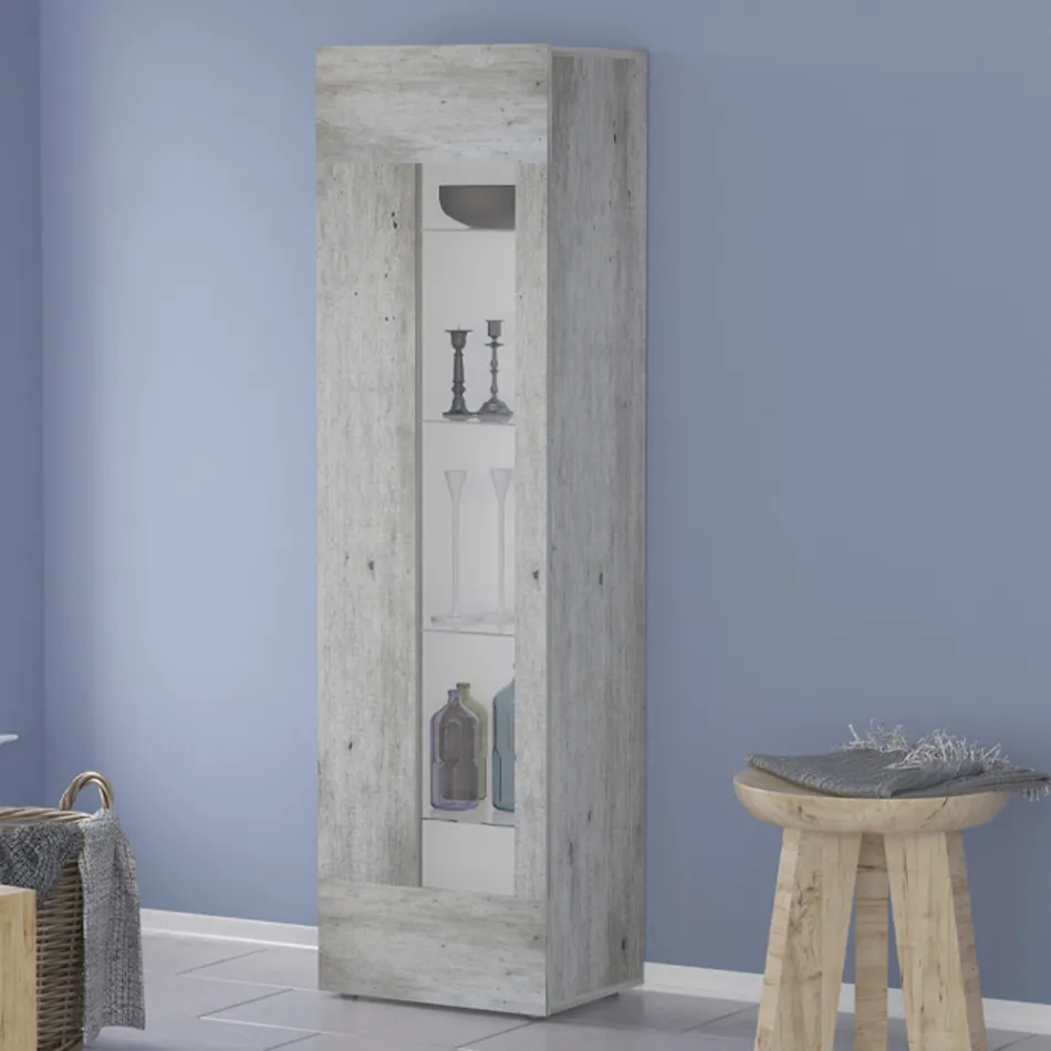 Design Lounge Display Cabinet in White, Anthracite or Concrete Wood - Suzana Viadurini