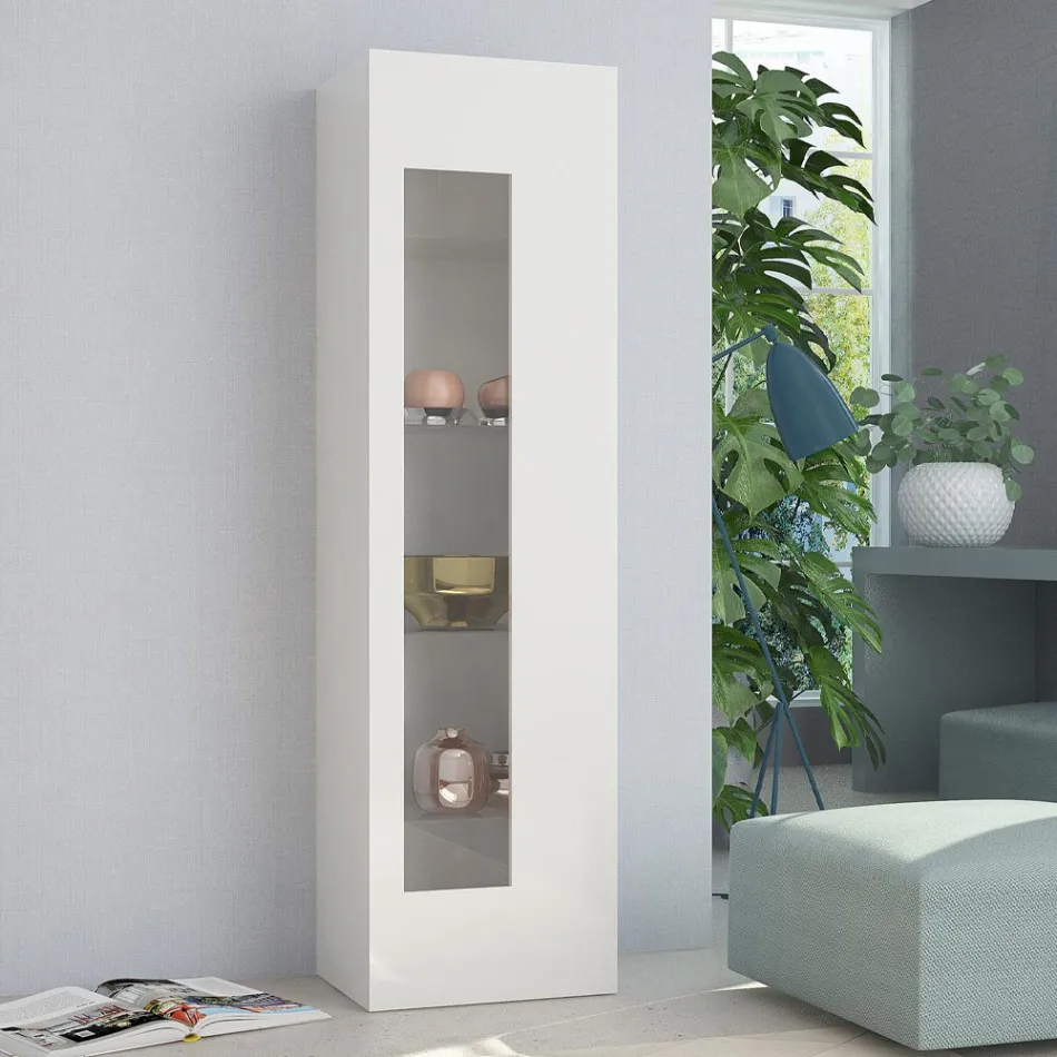 Design Lounge Display Cabinet in White, Anthracite or Concrete Wood - Suzana Viadurini