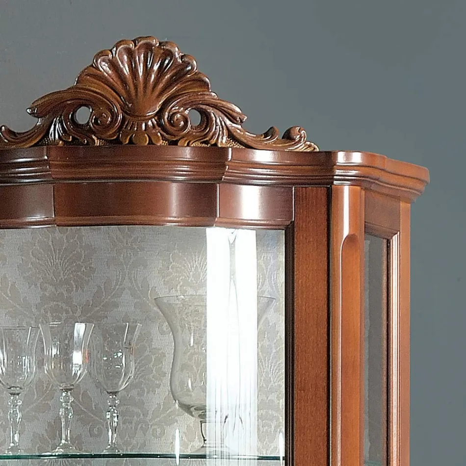 Lounge Display Cabinet 1 Door and 2 Wooden Drawers Made in Italy - Leonor Viadurini