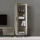 Lounge display cabinet with 1 door in MDF, nickel finish, Made in Italy - Hilde Viadurini