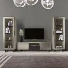 Lounge display cabinet with 1 door in MDF, nickel finish, Made in Italy - Hilde Viadurini