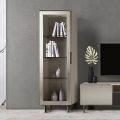 Lounge display cabinet with 1 door in MDF, nickel finish, Made in Italy - Hilde