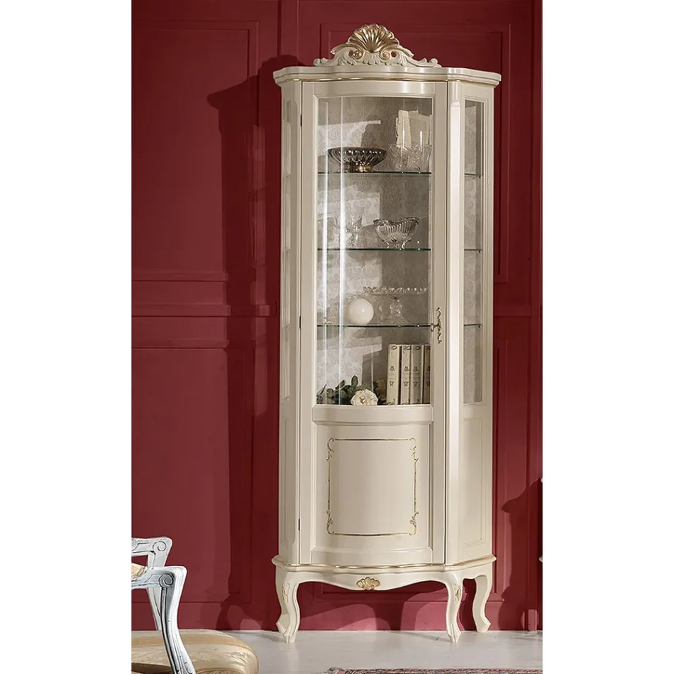 Lounge Wooden Showcase with 1 Luxury Door Made in Italy - Leonor Viadurini