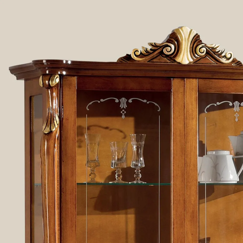 Wooden Lounge Showcase with 2 Doors Classic Made in Italy - Cambrige Viadurini