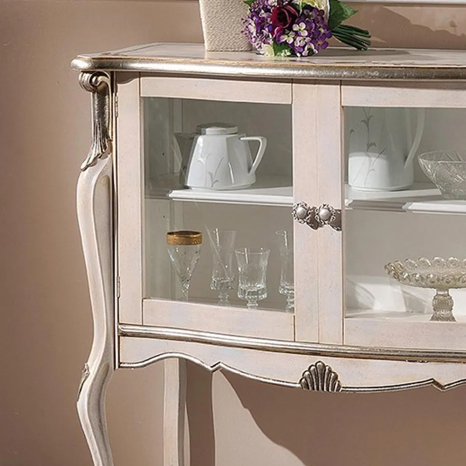 Lounge Showcase 2 Doors in Walnut or White Wood Made in Italy - London Viadurini