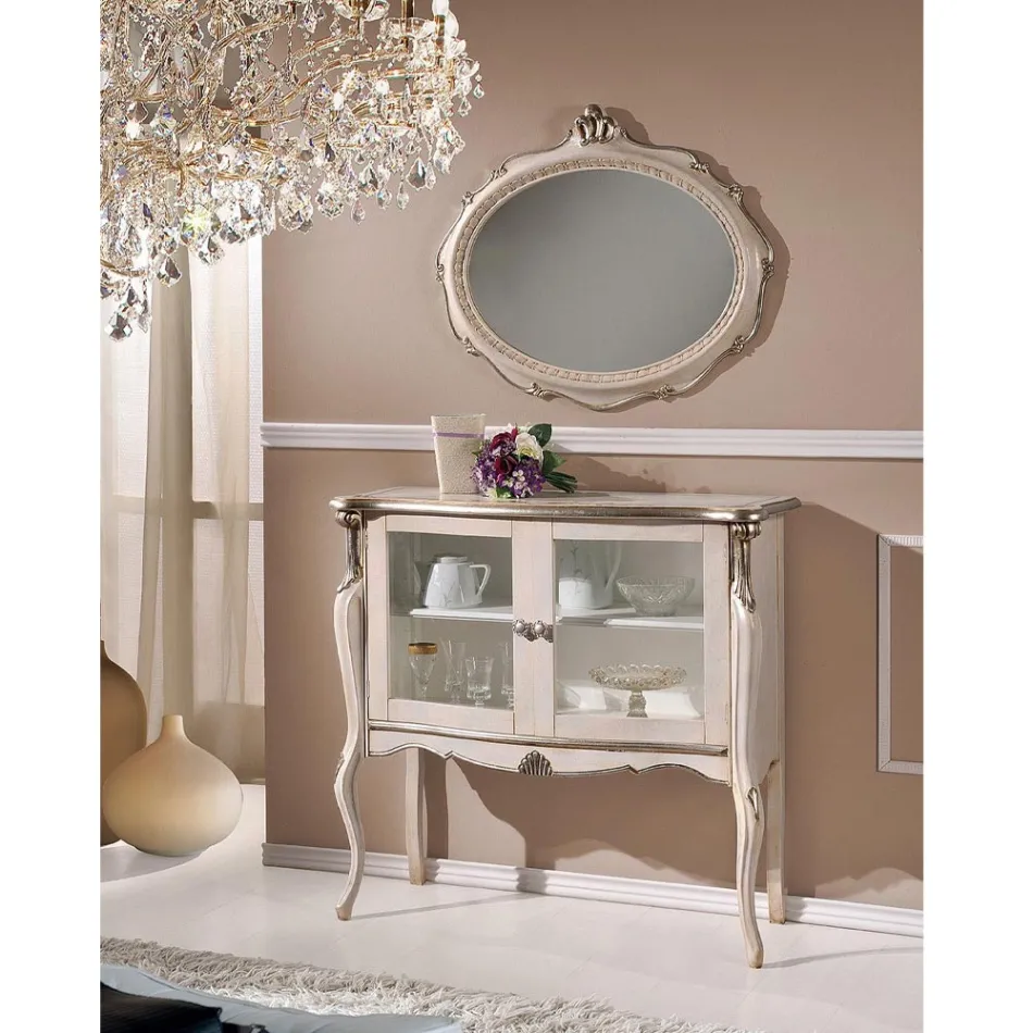 Lounge Showcase 2 Doors in Walnut or White Wood Made in Italy - London Viadurini