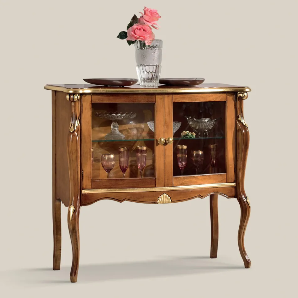 Lounge Showcase 2 Doors in Walnut or White Wood Made in Italy - London Viadurini