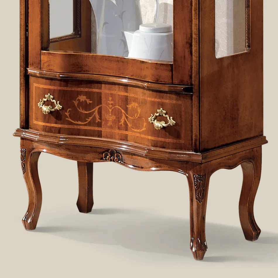 Classic Lounge Showcase Walnut Wood with Door Made in Italy - Versaille Viadurini