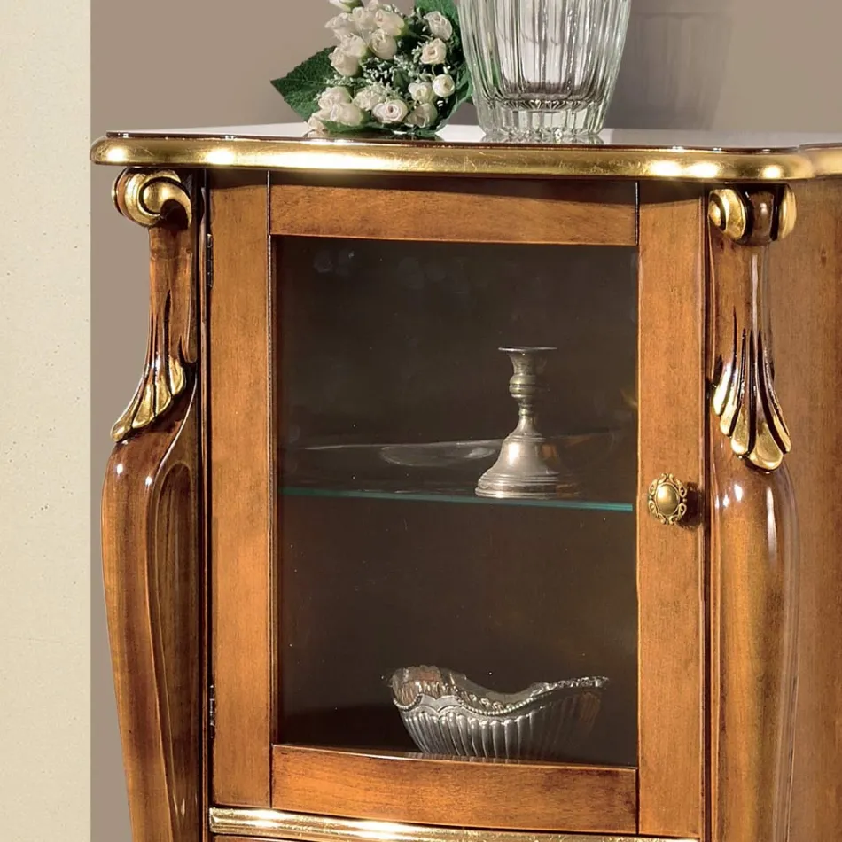 Lounge Showcase with 1 Glass Door and 3 Drawers Made in Italy - London Viadurini