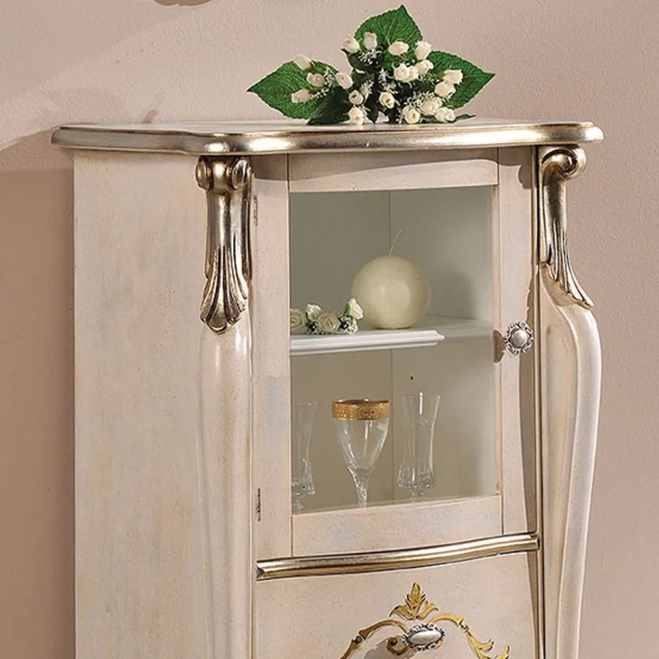 Lounge Showcase with 1 Glass Door and 3 Drawers Made in Italy - London Viadurini