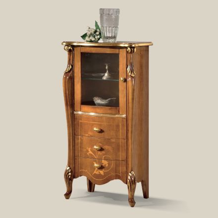 Lounge Showcase with 1 Glass Door and 3 Drawers Made in Italy - London Viadurini