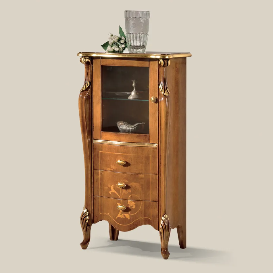 Lounge Showcase with 1 Glass Door and 3 Drawers Made in Italy - London Viadurini