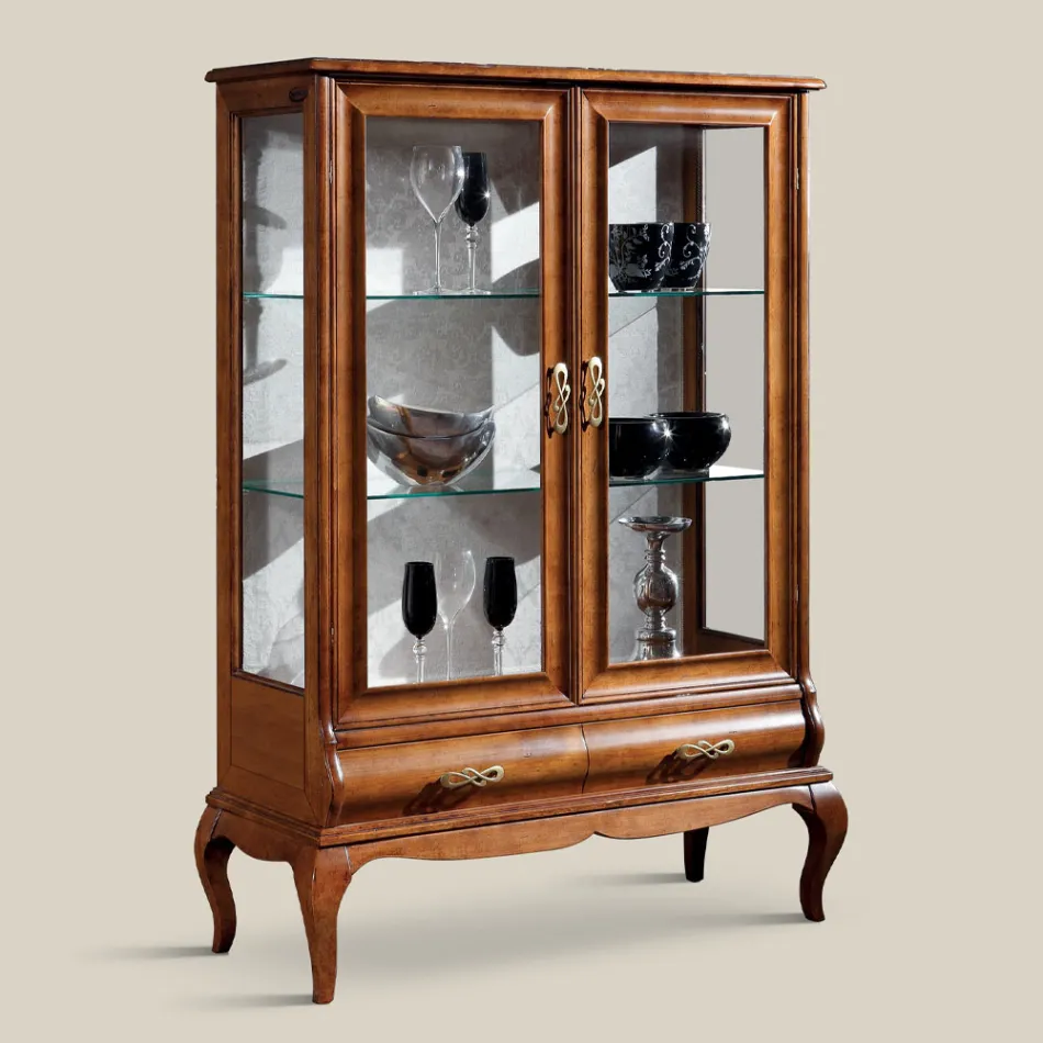 Luxury Lounge Showcase in Classic Walnut Wood Made in Italy - Hastings Viadurini