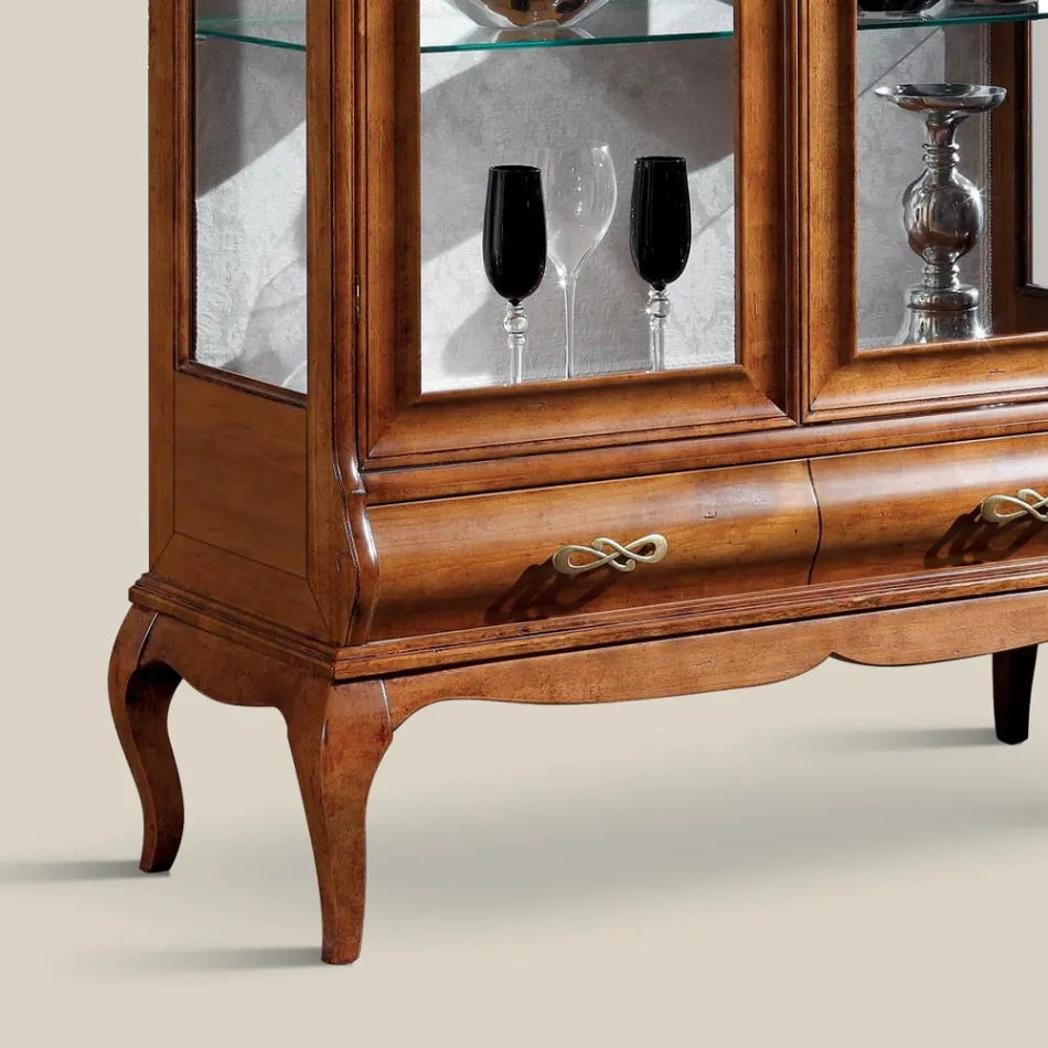 Luxury Lounge Showcase in Classic Walnut Wood Made in Italy - Hastings Viadurini