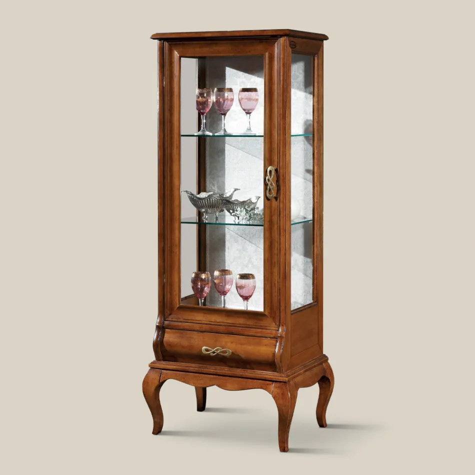 Luxury Lounge Showcase in Classic Walnut Wood Made in Italy - Hastings Viadurini